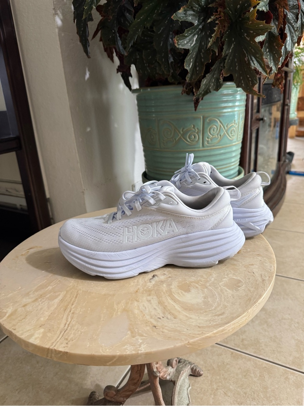 Hoka White Women's Cushioned Platform Sneakers
